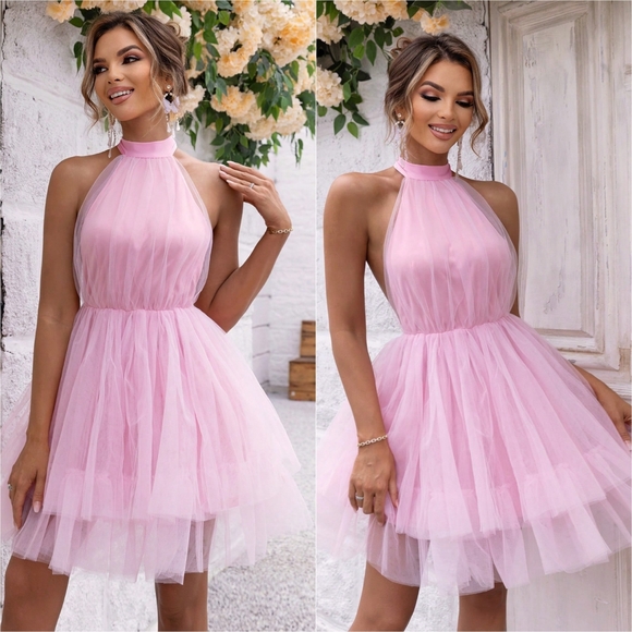 Ethereal Enchantment Halter Mesh Mini - Pink - Picture 2 of 7